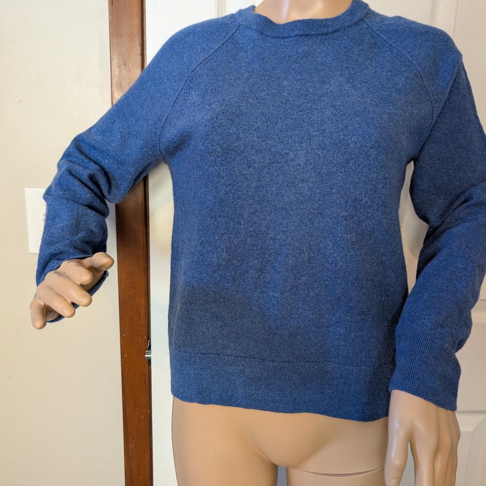 Banana Republic Blue Crewneck Baruffa Merino Wool Sweater